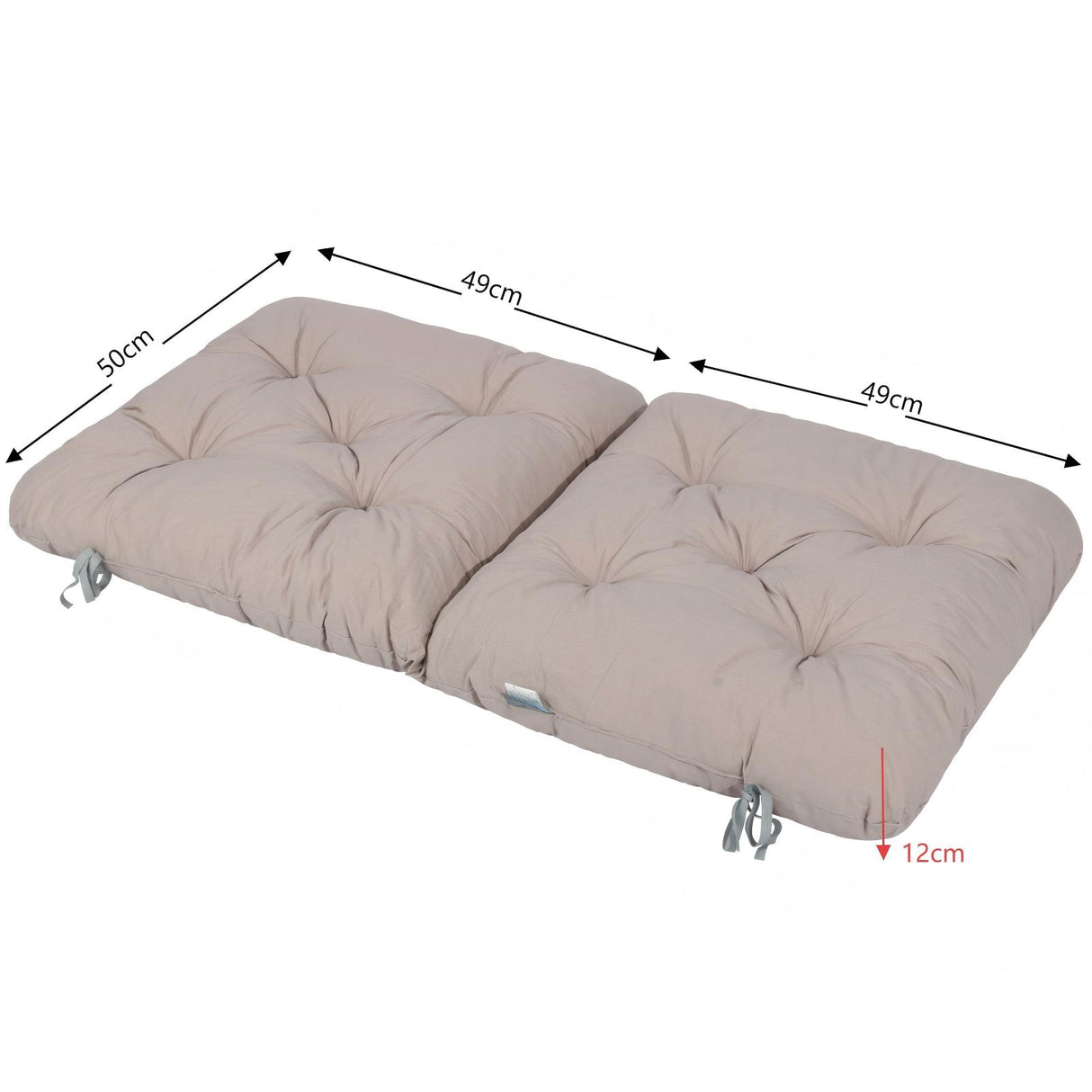 Homecall Decorative Cushion Bench Cushion Seat Cushion with Backrest 2 Nordic Design for Garden Bench (Khaki, 98 x 50 cm)