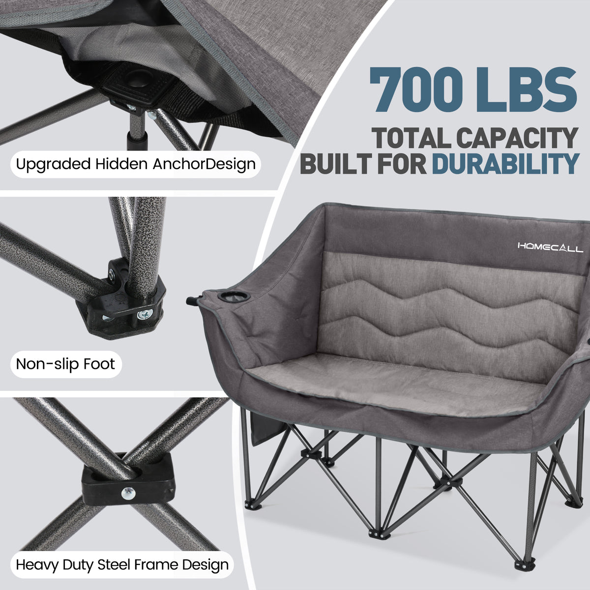 Camping Sofa faltbar XL für 2 Personen, extra dick gepolstert, bis 320 kg