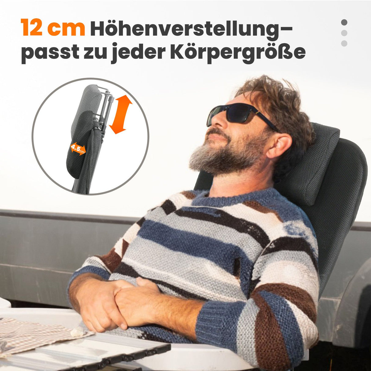 Homecall Foldable Camping Chair, 150 kg Load Capacity, Garden Chair, Folding High-Backed Chair, Balcony Chair, Fishing Chair, Patio Chairs, 6-Way Adjustable Backrest with Armrests for Camping, Garden