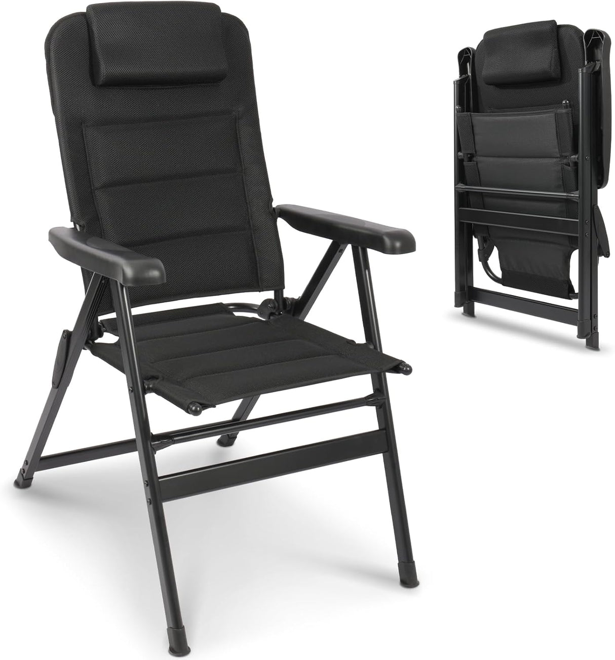 Homecall Foldable Camping Chair, 150 kg Load Capacity, Garden Chair, Folding High-Backed Chair, Balcony Chair, Fishing Chair, Patio Chairs, 6-Way Adjustable Backrest with Armrests for Camping, Garden