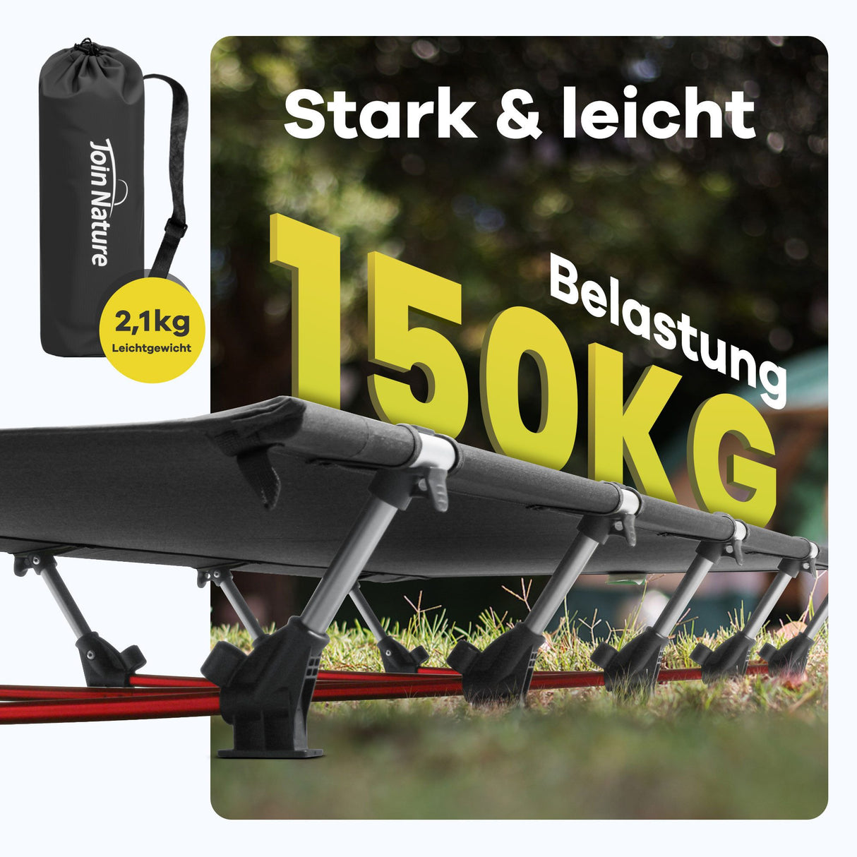 Ultralight Folding Camping Bed for Adults, Portable Camp Bed, Foldable Folding Bed, 150 kg Load Capacity, Camping Lounger for Camping, Hiking & Backpacking, Black