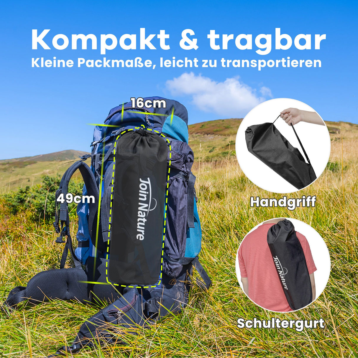 Ultralight Folding Camping Bed for Adults, Portable Camp Bed, Foldable Folding Bed, 150 kg Load Capacity, Camping Lounger for Camping, Hiking & Backpacking, Black