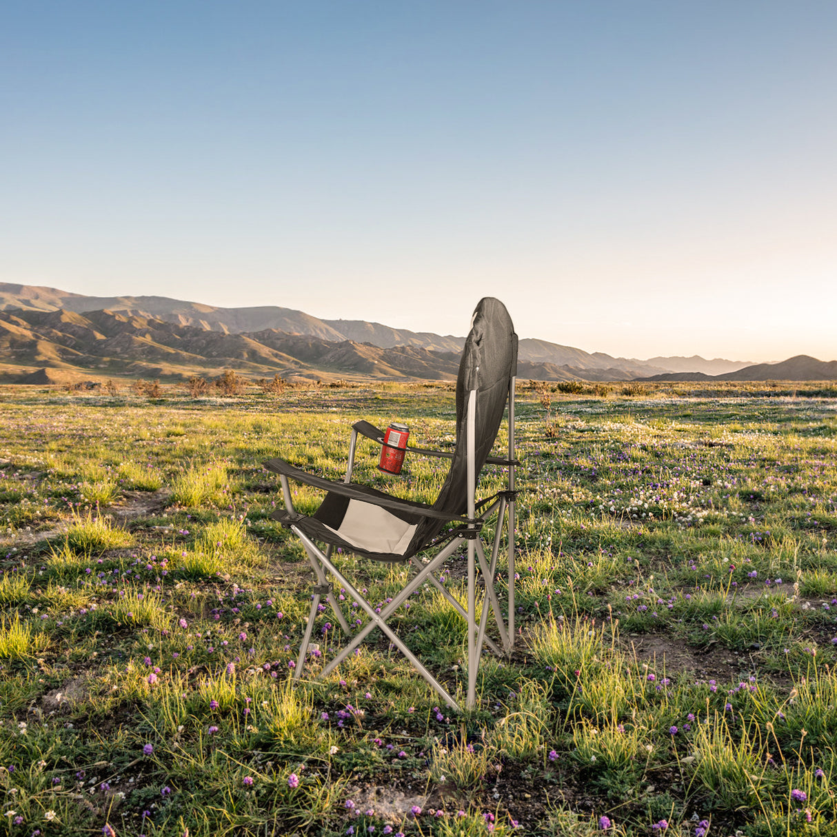 HOMECALL Campingstuhl Hochlehner Klappstuhl Gartenstuhl Angelstuhl, Angenehme Polsterung (Bis 150KG, mit hoher Rückenlehne Armlehne Getränkehalter), für Camp Garten Balkon