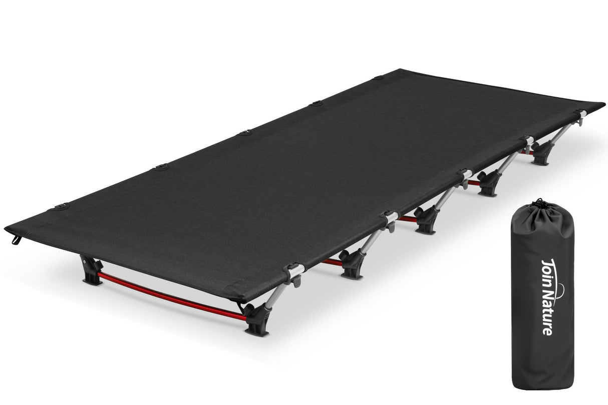 Ultralight Folding Camping Bed for Adults, Portable Camp Bed, Foldable Folding Bed, 150 kg Load Capacity, Camping Lounger for Camping, Hiking & Backpacking, Black