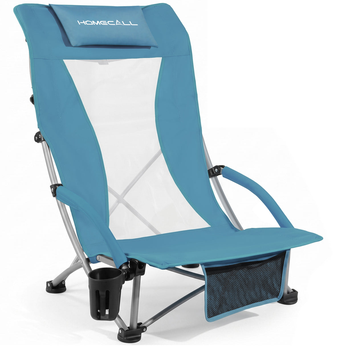Foldable Beach Chair Lightweight 180 kg Load Capacity with High Mesh Backrest