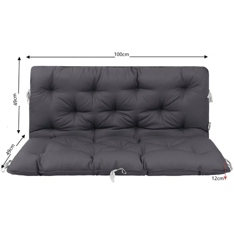 Homecall Pallet Cushion Bench Cushion with Low Backrest - Hollywood Swing, Euro Pallet Seat Cushion, Garden Bench, Double-Sided Gray for Balcony & Garden & Pallets (100 x 98 cm)