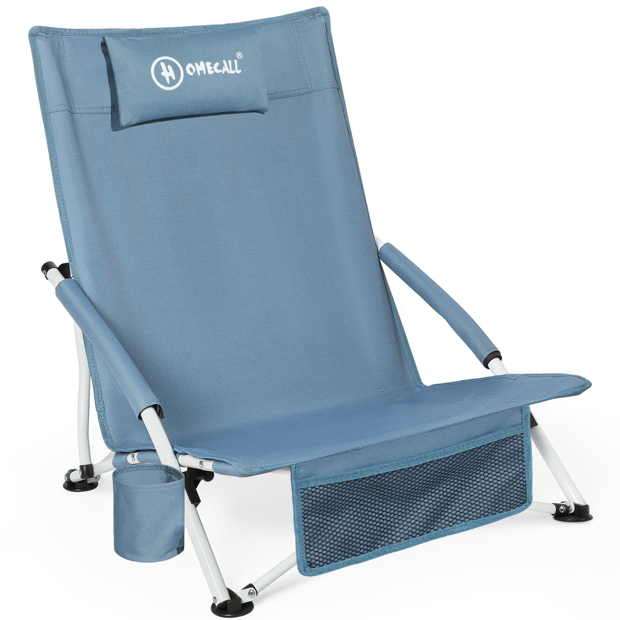 HOMECALL Folding Beach Chair Lightweight Low Camping Chair Comfortable Backrest, Padded Armrests, up to 120kg