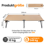 Homecall Feldbett klappbar XXL bis 240 kg, 210 x 80 cm, Aufklappen & sofort nutzen (Sand)