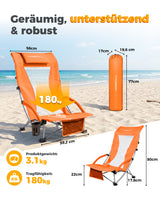 Foldable Beach Chair Lightweight 180 kg Load Capacity with High Mesh Backrest