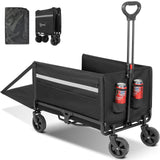 Bollerwagen Faltbar Gartenwagen Handwagen Strandwagen Klappbar Transportwagen (Inkl. Regenabdeckung! Kapazität erweiterbar durch 2 Aufbewahrungstaschen, bis 150KG, 120L+ , Campingwagen mit Reflektorstreifen), Für Einkaufen, Camping, Garten, Dogs