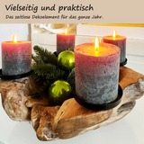 Homecall Advent wreath modern candle holder Advent wreath wood with 4 candle picks Advent arrangement key bowl Advent wreath tea lights wooden bowl Ø 30cm - 35cm teak bowl (without candles and decorations)