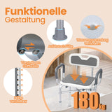 Homecall Shower Chair for Seniors with Armrests up to 180 kg - Height Adjustable & Width Adjustable Shower Stool - Reinforcement Chair for Shower - Includes Non-Slip Feet, Mats & Shower Holder