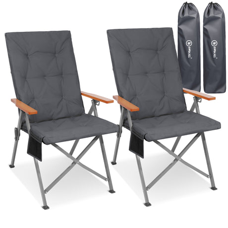 Homecall Camping Chair Foldable 150 kg Load Capacity High-Backed Chair Luxury Folding Chair Camping Chair with 3 Positions Adjustable with 4.5 cm Thick Padded Fishing Chair for Garden Balcony Caravan