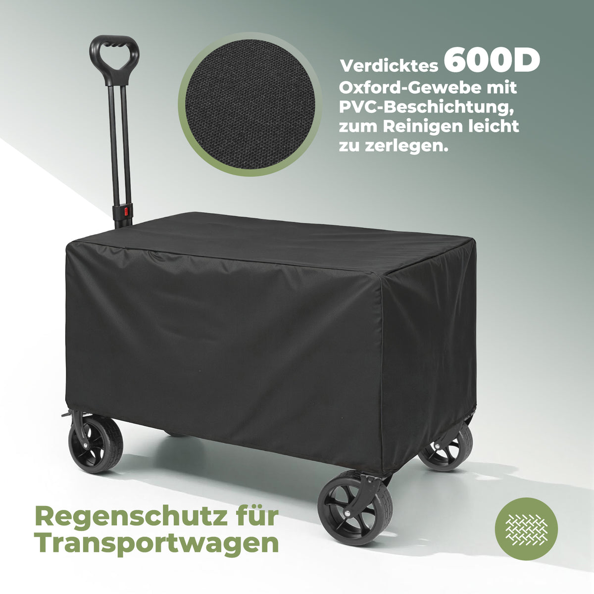 Bollerwagen Faltbar 120L+, Bis 150kg mit Heckklappe, Regenschutz, Bremsen Reflektorstreifen, Strandwagen Klappbar, Faltbarer Bollerwagen Für Hunde, Einkaufen, Camping, Strand, Transport, Outdoor