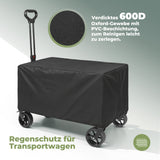 Bollerwagen Faltbar 120L+, Bis 150kg mit Heckklappe, Regenschutz, Bremsen Reflektorstreifen, Strandwagen Klappbar, Faltbarer Bollerwagen Für Hunde, Einkaufen, Camping, Strand, Transport, Outdoor