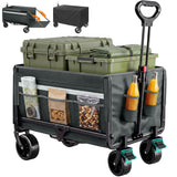 Bollerwagen Faltbar 120L+, Bis 150kg mit Heckklappe, Regenschutz, Bremsen Reflektorstreifen, Strandwagen Klappbar, Faltbarer Bollerwagen Für Hunde, Einkaufen, Camping, Strand, Transport, Outdoor