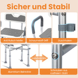 Homecall Shower Chair for Seniors with Armrests up to 180 kg - Height Adjustable & Width Adjustable Shower Stool - Reinforcement Chair for Shower - Includes Non-Slip Feet, Mats & Shower Holder