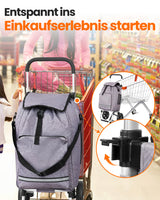 Homecall Foldable Shopping Trolley with 50 L + 5 L Cooling Function up to 50 kg, Shopping Bag with Wheels 3-in-1 Shopping Trolley & Sack Truck & Shoulder Bag (Standard)