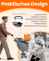 Homecall Foldable Shopping Trolley with 50 L + 5 L Cooling Function up to 50 kg, Shopping Bag with Wheels 3-in-1 Shopping Trolley & Sack Truck & Shoulder Bag (Stair Climber)