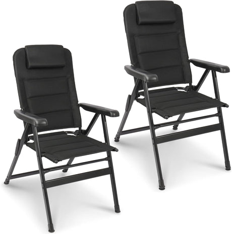 Homecall Foldable Camping Chair, 150 kg Load Capacity, Garden Chair, Folding High-Backed Chair, Balcony Chair, Fishing Chair, Patio Chairs, 6-Way Adjustable Backrest with Armrests for Camping, Garden