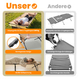 Homecall Feldbett klappbar XXL bis 240 kg, 210 x 80 cm, Aufklappen & sofort nutzen (Sand)
