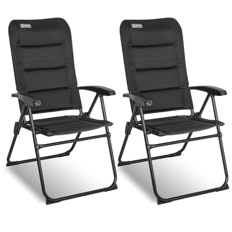 Homecall Folding Camping Chair, 150 kg Load Capacity, Foldable Garden Chair, High Backrest - Balcony Chair, Fishing Chair, Patio Chair, 5-Position Adjustable Backrest with Armrests for Camping, Garden, Balcony (2pcs)