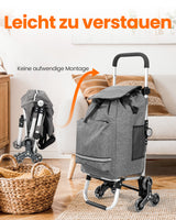 Homecall Foldable Shopping Trolley with 50 L + 5 L Cooling Function up to 50 kg, Shopping Bag with Wheels 3-in-1 Shopping Trolley & Sack Truck & Shoulder Bag (Stair Climber)