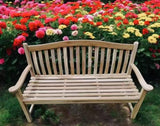 HOMECALL Wooden Garden Bench Teak Bench Weather-Resistant Wooden Bench with Backrest Outdoor Seating Bench 2-Seater Untreated, Suitable for Garden, Terrace, Conservatory