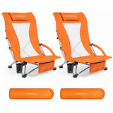 Foldable Beach Chair Lightweight 180 kg Load Capacity with High Mesh Backrest