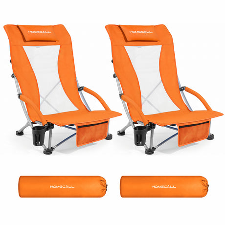 Foldable Beach Chair Lightweight 180 kg Load Capacity with High Mesh Backrest