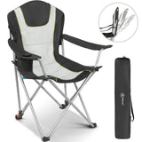 Homecall Camping Chair Fishing Chair Flat Chair Foldable Deck Chair, Cup Holder, Padded, 3 Way Adjustable Backrest, up to 150KG