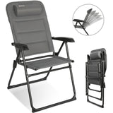 Homecall Camping Chair Foldable 150 KG Load Capacity Garden Chair Foldable High Back - Balcony Chair Fishing Chair Patio Chairs, 5-Way Adjustable Backrest with Armrest for Camping, Garden, Balcony, Size: Set of 1