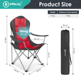 HOMECALL Campingstuhl Hochlehner Klappstuhl Gartenstuhl Angelstuhl, Angenehme Polsterung (Bis 150KG, mit hoher Rückenlehne Armlehne Getränkehalter), für Camp Garten Balkon