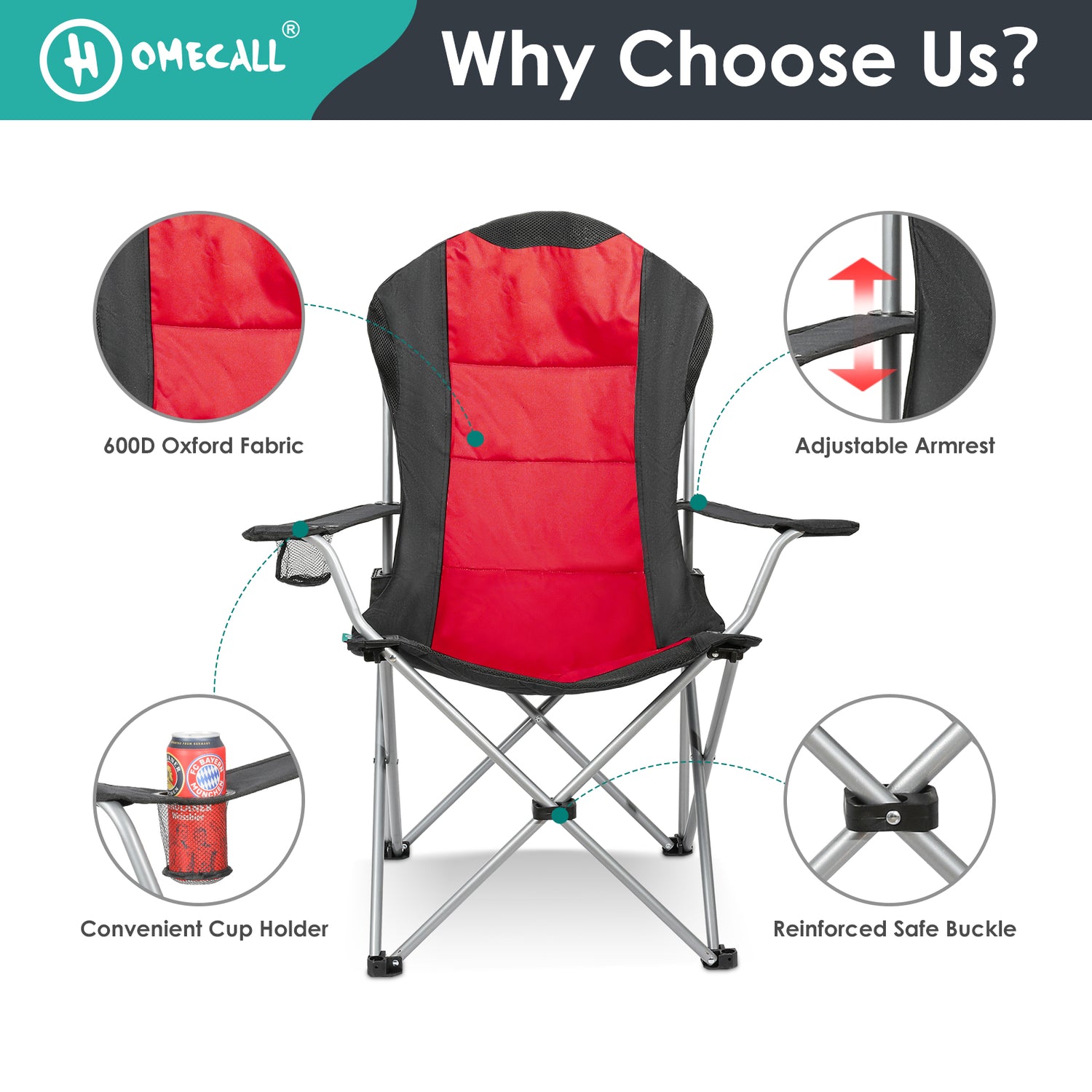 HOMECALL Campingstuhl Hochlehner Klappstuhl Gartenstuhl Angelstuhl, An – Homecall-outdoor