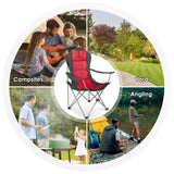 HOMECALL Campingstuhl Hochlehner Klappstuhl Gartenstuhl Angelstuhl, Angenehme Polsterung (Bis 150KG, mit hoher Rückenlehne Armlehne Getränkehalter), für Camp Garten Balkon