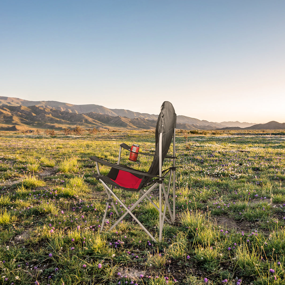 HOMECALL Campingstuhl Hochlehner Klappstuhl Gartenstuhl Angelstuhl, Angenehme Polsterung (Bis 150KG, mit hoher Rückenlehne Armlehne Getränkehalter), für Camp Garten Balkon
