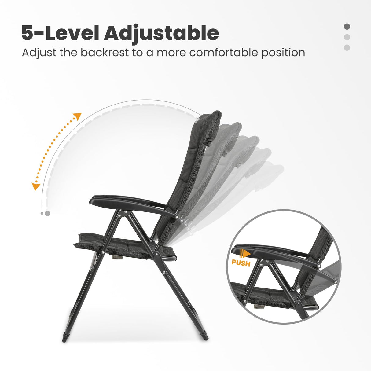 HOMECALL 3D Mesh Cover Recliner with Adjustable 5 Position Armrest Garden Chair Aluminum Caravan Folding Chair - Homecall - outdoor