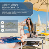 HOMECALL Aluminum Folding Sun Lounger, Textile Fabric, 200x70x35 cm, Max Load Capacity 150KG, Grey - Homecall - outdoor