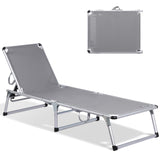 HOMECALL Aluminum Folding Sun Lounger, Textile Fabric, 200x70x35 cm, Max Load Capacity 150KG, Grey - Homecall - outdoor