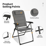 Homecall Camping Chair Foldable 150 KG Load Capacity Garden Chair Foldable High Back - Balcony Chair Fishing Chair Patio Chairs, 5 - Way Adjustable Backrest with Armrest for Camping, Garden, Balcony, Size: Set of 1 - Homecall - outdoor