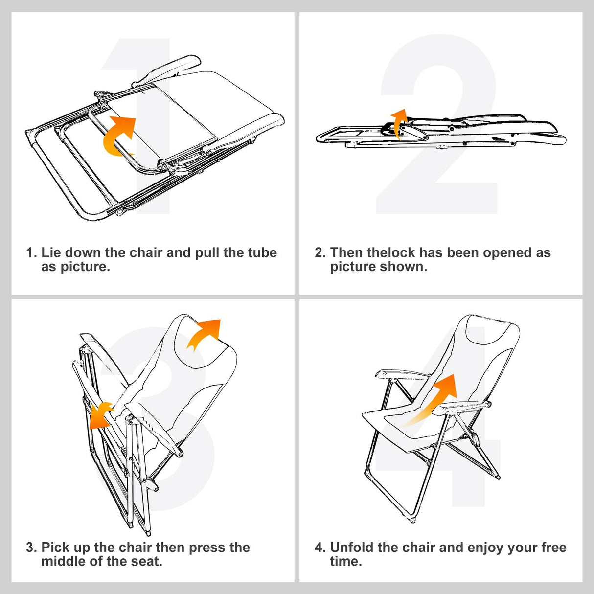 Homecall Camping Chair Foldable 150 KG Load Capacity Garden Chair Foldable High Back - Balcony Chair Fishing Chair Patio Chairs, 5 - Way Adjustable Backrest with Armrest for Camping, Garden, Balcony, Size: set of 2 - Homecall - outdoor