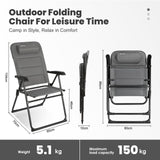 Homecall Camping Chair Foldable 150 KG Load Capacity Garden Chair Foldable High Back - Balcony Chair Fishing Chair Patio Chairs, 5 - Way Adjustable Backrest with Armrest for Camping, Garden, Balcony, Size: Set of 1 - Homecall - outdoor