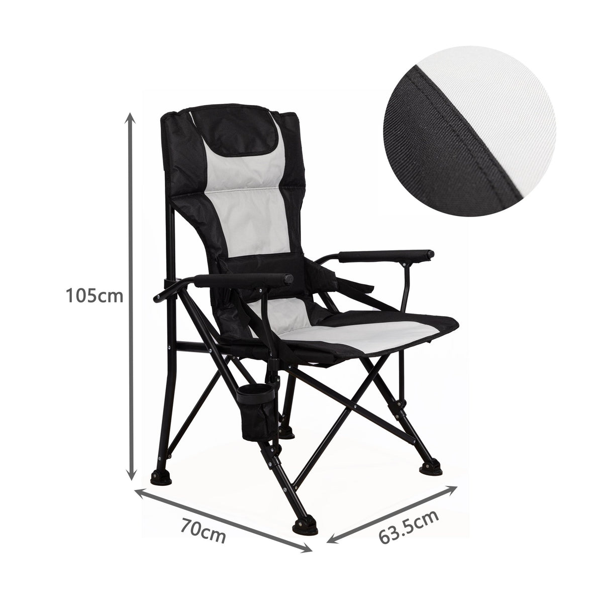 HOMECALL Camping Folding Chair 600D Polyester With Rip - Stop Protection and Foam Padding - Grey - Homecall - outdoor