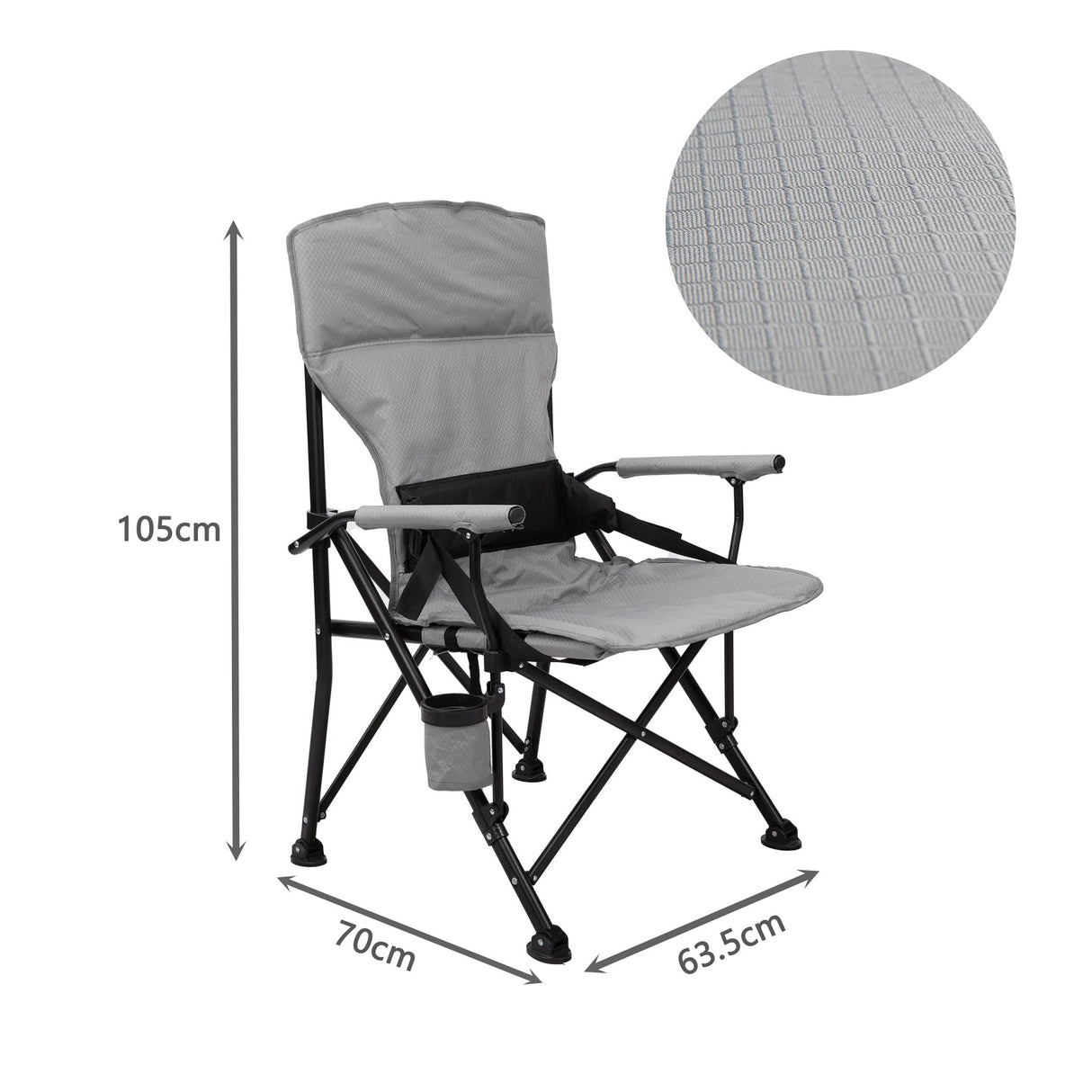 HOMECALL Camping Folding Chair 600D Polyester With Rip - Stop Protection and Foam Padding - Grey - Homecall - outdoor