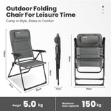 Homecall Camping Folding Chair with Padding and Adjustable Backrest - (Gray) - Homecall - outdoor