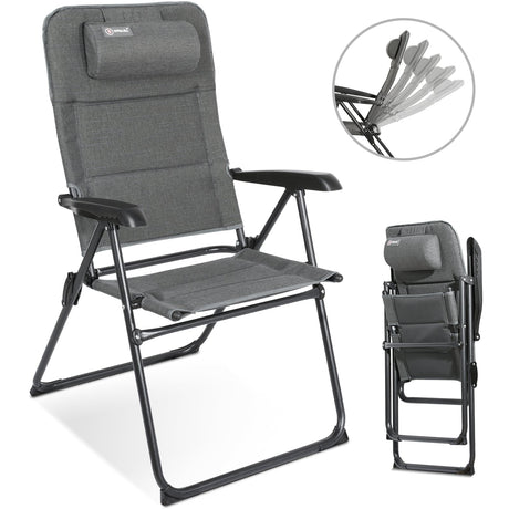 Homecall Camping Folding Chair with Padding and Adjustable Backrest - (Gray) - Homecall - outdoor