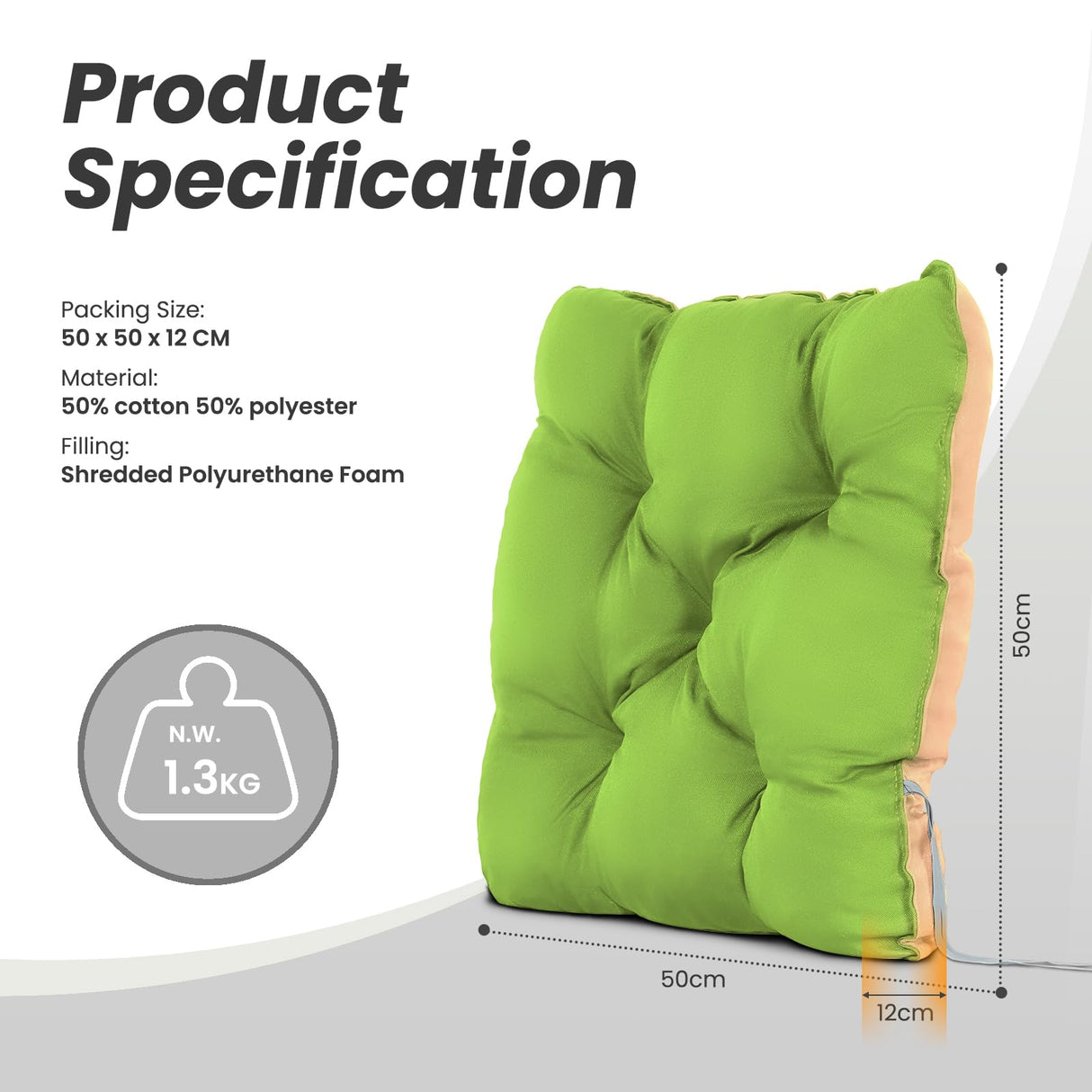 HOMECALL Cushion Cover For Garden Bench, Approx. 50 x 50 x 12 cm, Multi - coloured - Homecall - outdoor