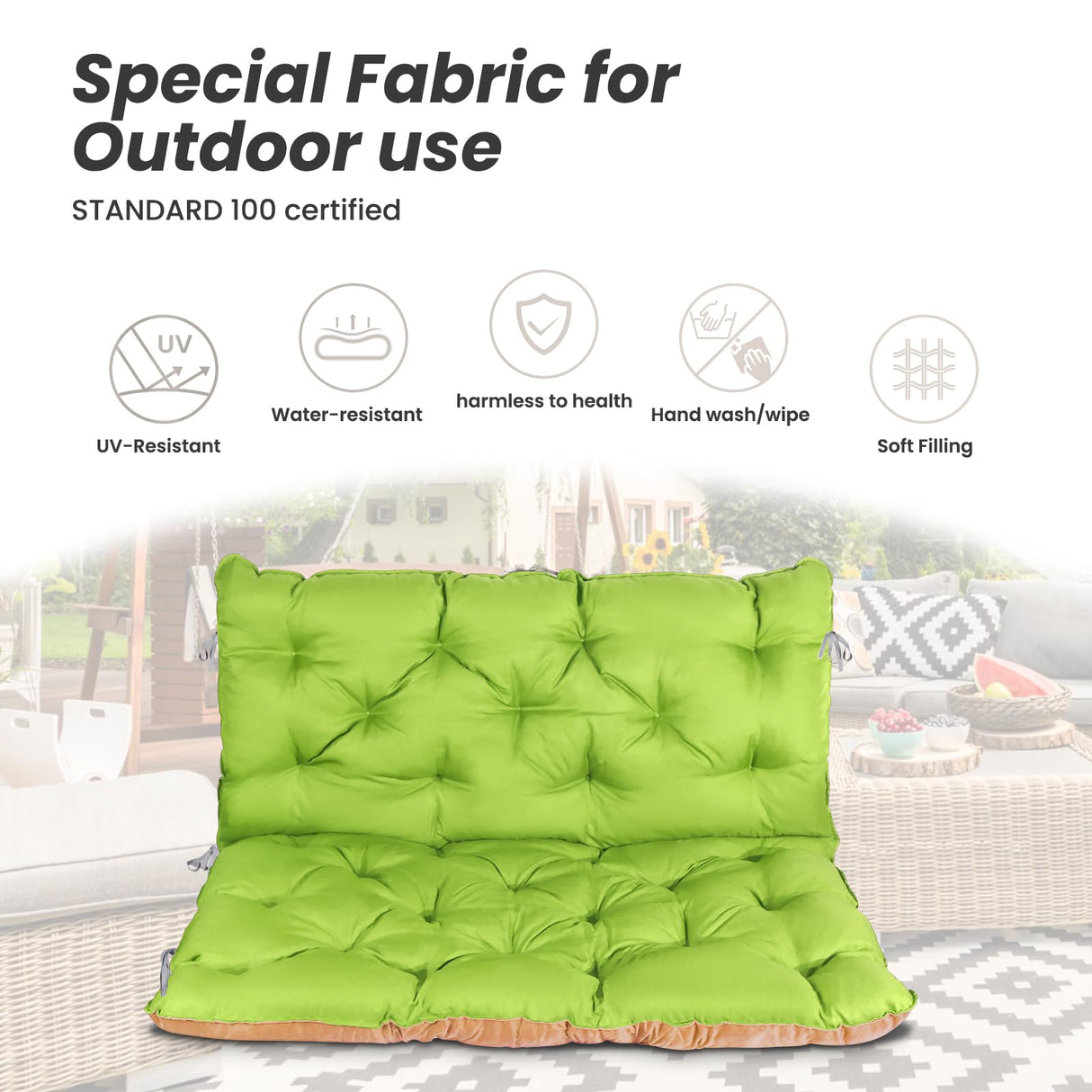 HOMECALL Cushion Cover for Garden Bench With Backrest, Approx. 100 x 98 x 12 cm, Multi - coloured - Homecall - outdoor