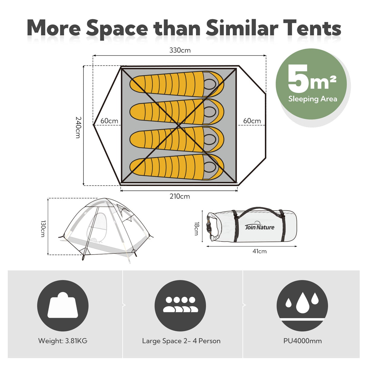 HOMECALL Dome Tent Camping Tent Family Tent Double Layer Dome Tent Ultralight Tent - Homecall - outdoor