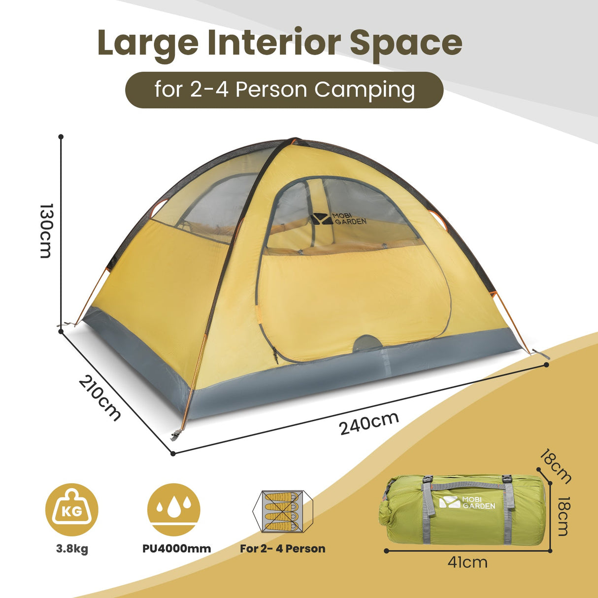 HOMECALL Dome Tent Camping Tent Family Tent Double Layer Dome Tent Ultralight Tent - Homecall - outdoor